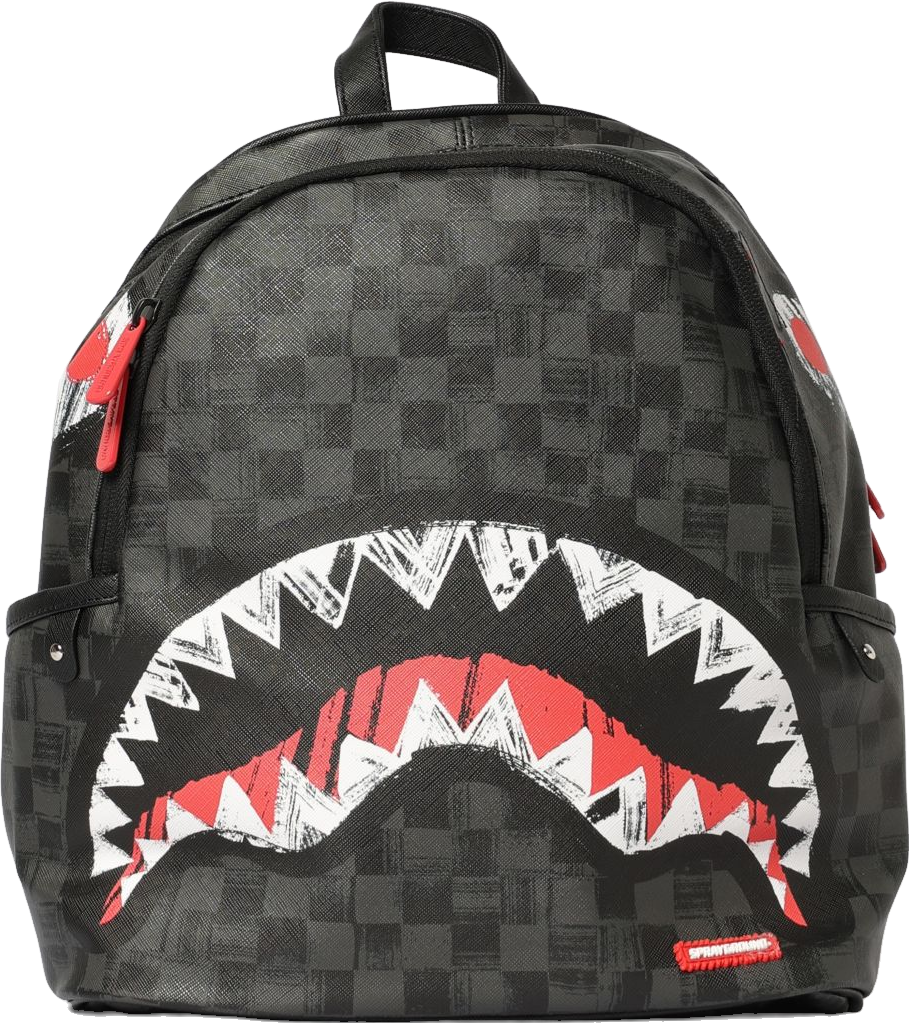 Sprayground Scribble Shark Savage Saffiano Check Synthetic Leather