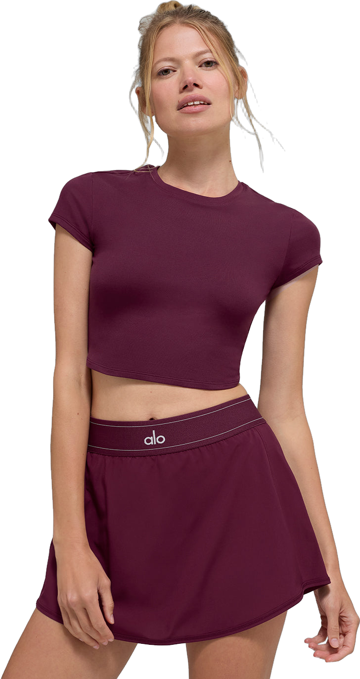 Alo Yoga Soft Crop Finesse Short Sleeve Top - Oatmeal Heather