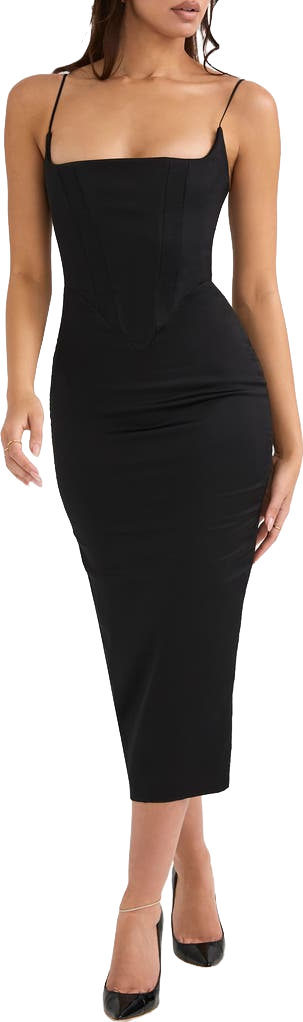 House Of Cb Anais Satin Corset Midi Dress - Scarlet | Editorialist