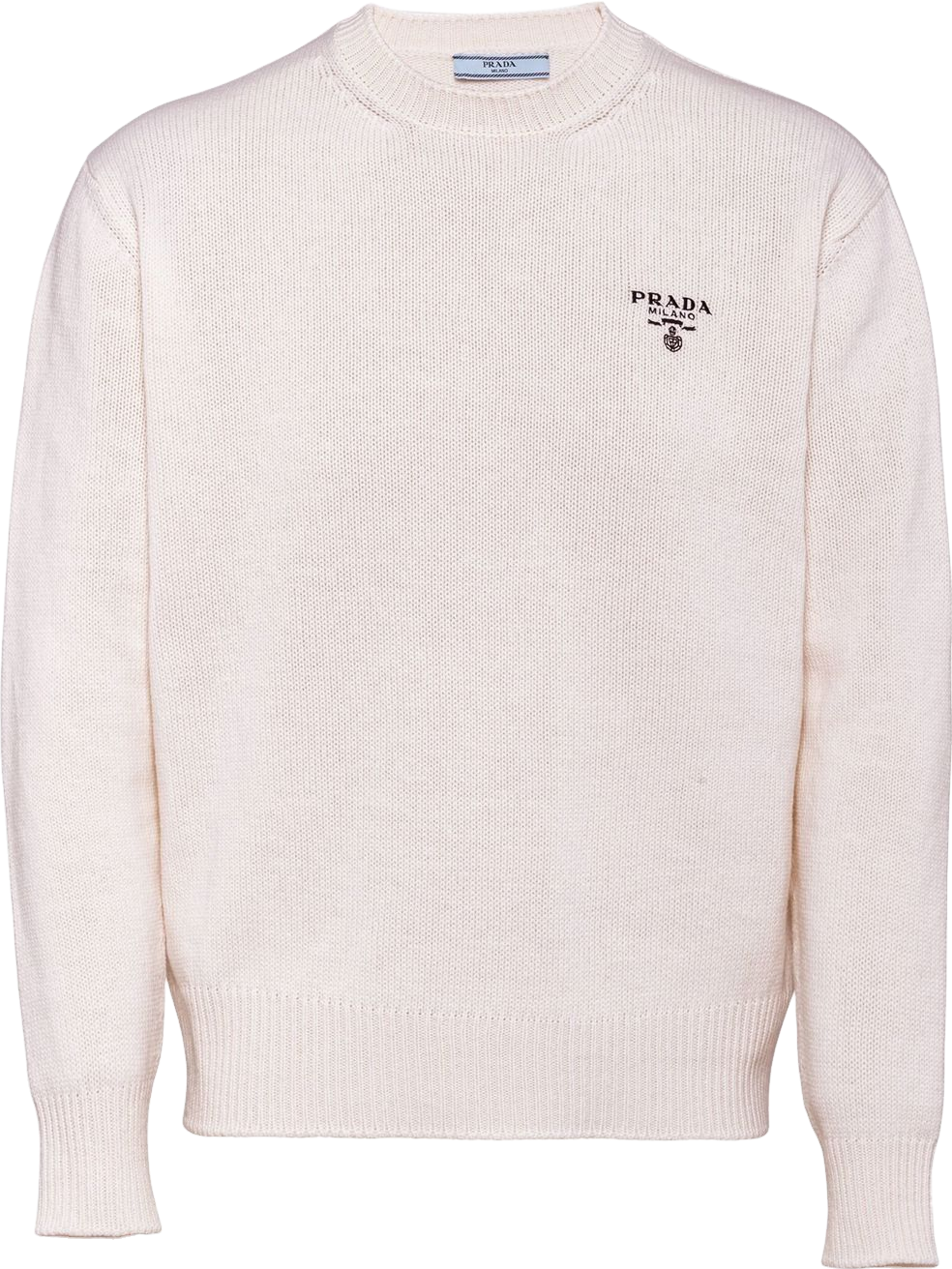 Prada Logo-Embroidered Cashmere Sweater - White | Editorialist