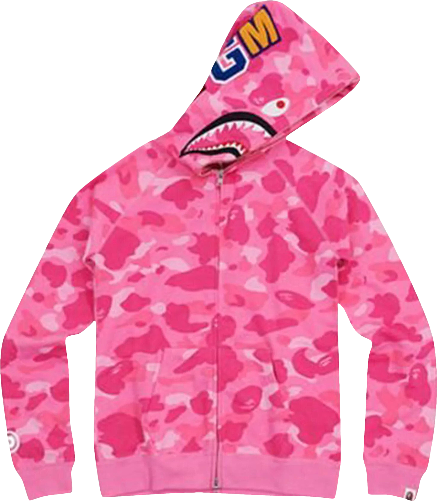 トップス A BATHING APE Shark Hoodie Pink Camo XL A Bathing Ape Abc Camo Shark Full Zip Hoodie - Pink | Editorialist