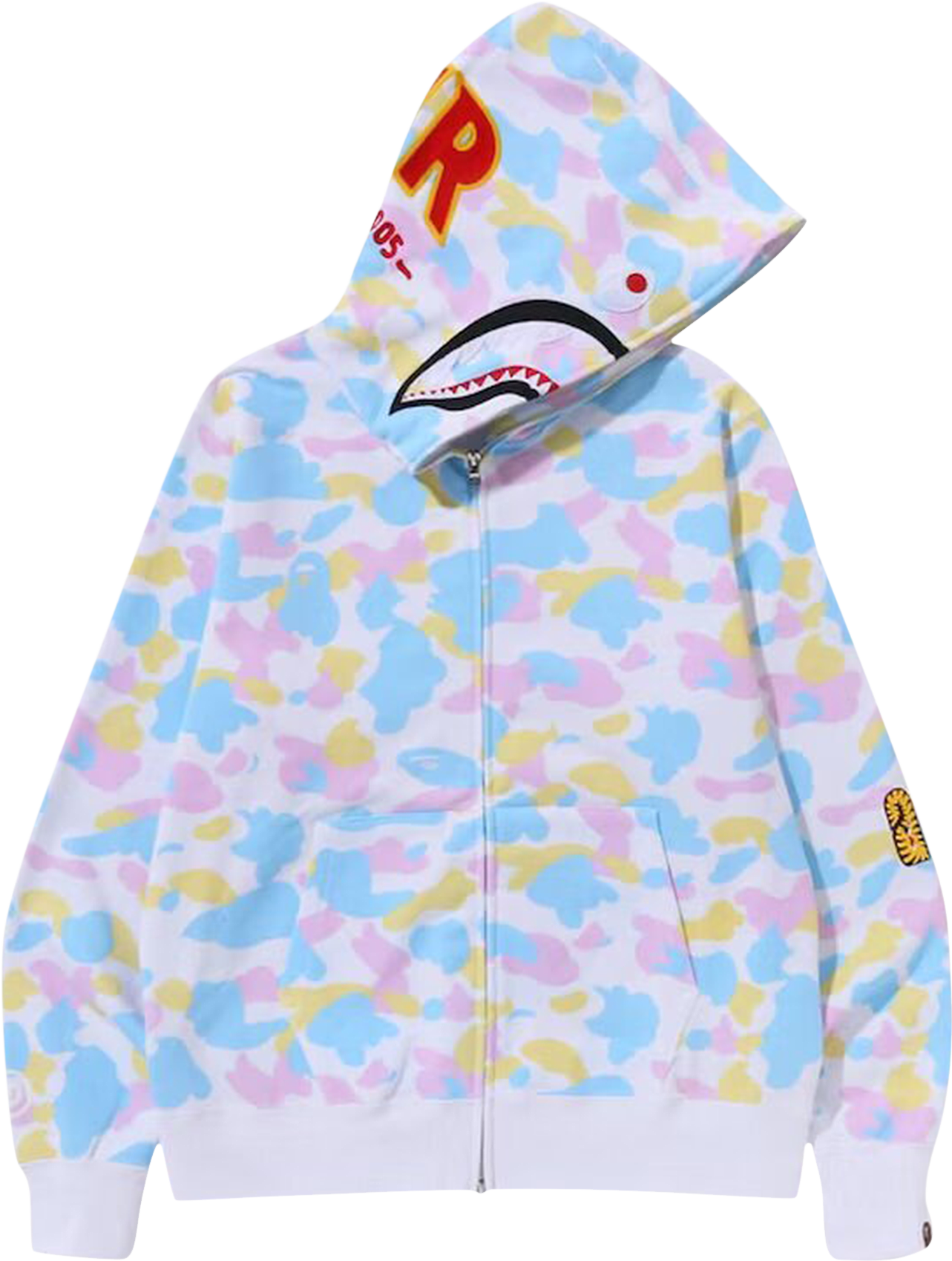 中古 BAPE Multi Camo 2nd Shark Zip Hoodie A Bathing Ape Multi Camo 2nd Shark Full Zip Hoodie - White