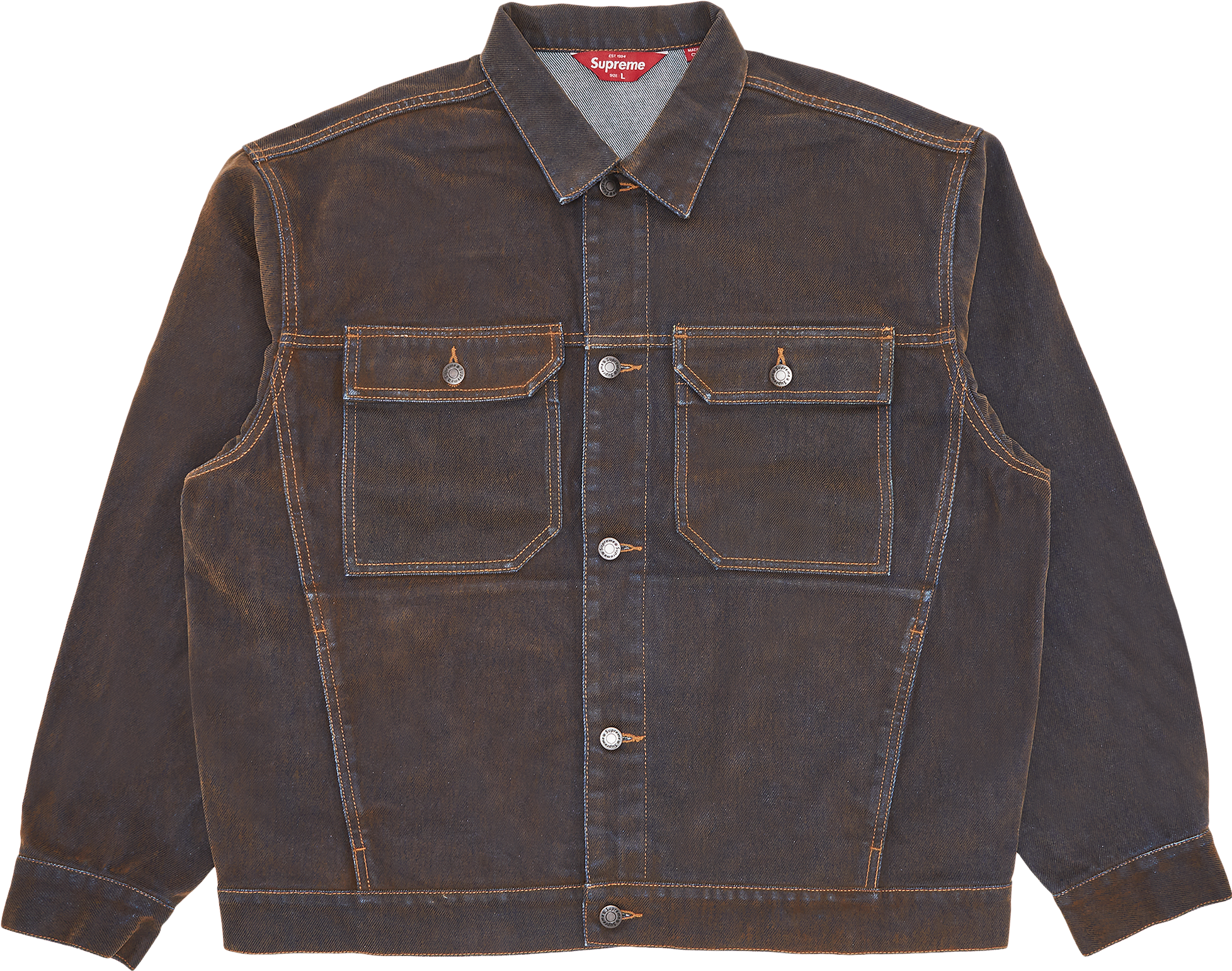 Supreme Flocked Denim Trucker Jacket - Gold | Editorialist