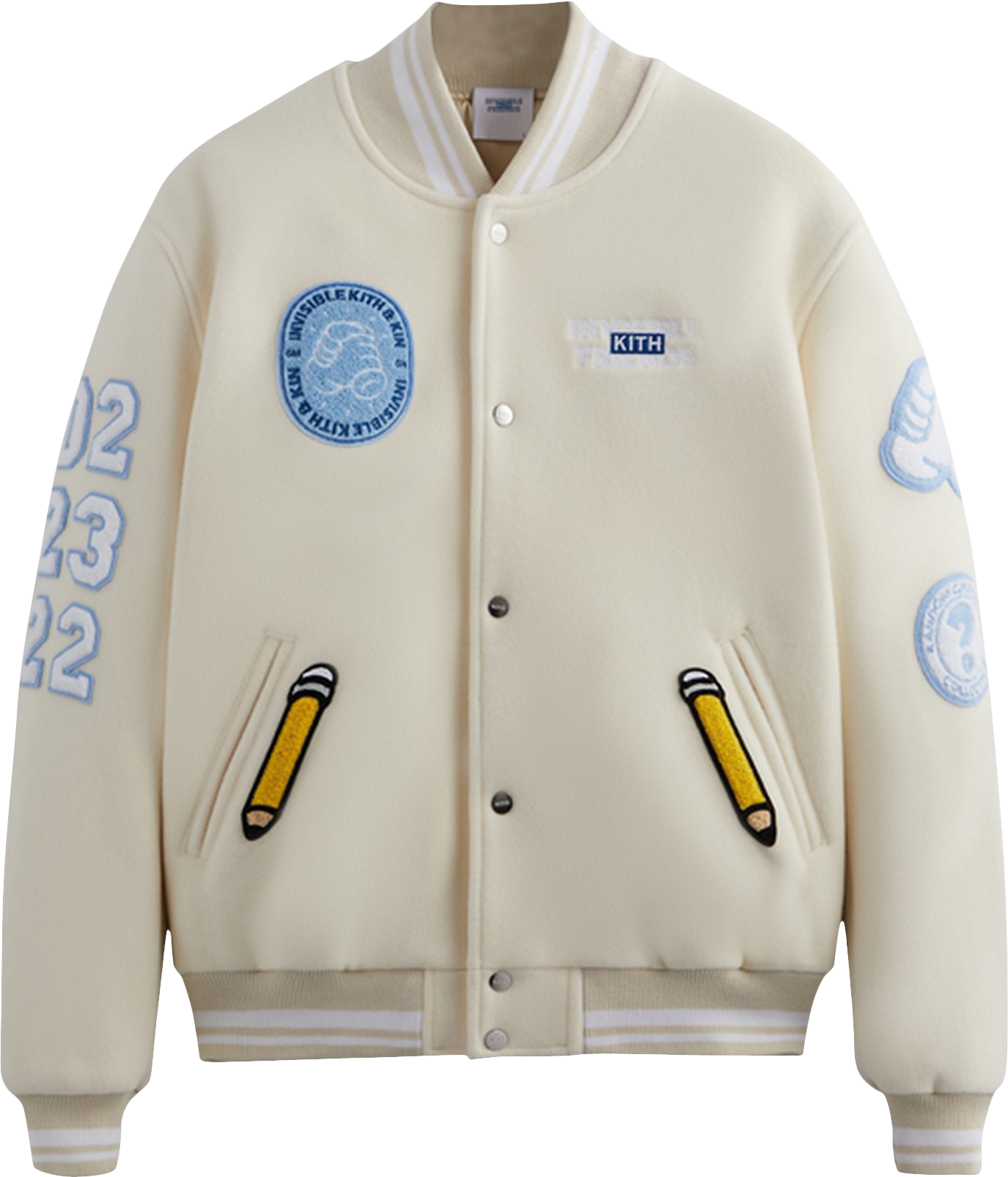 Kith X Invisible Friends Manteco Wool Varsity Jacket - Blue 
