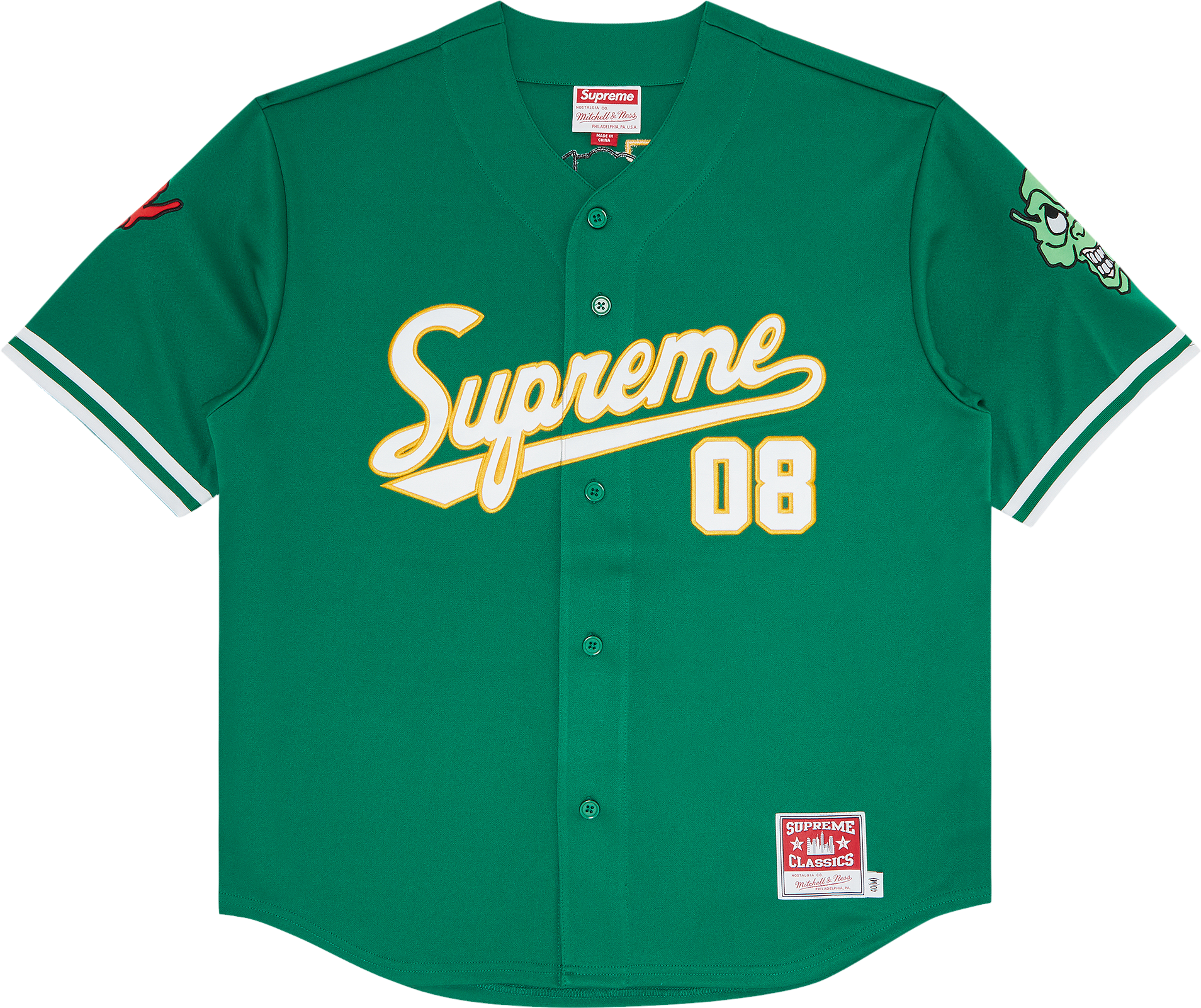 Supreme X Mitchell & Ness Downtown Hell Baseball Jersey - Green