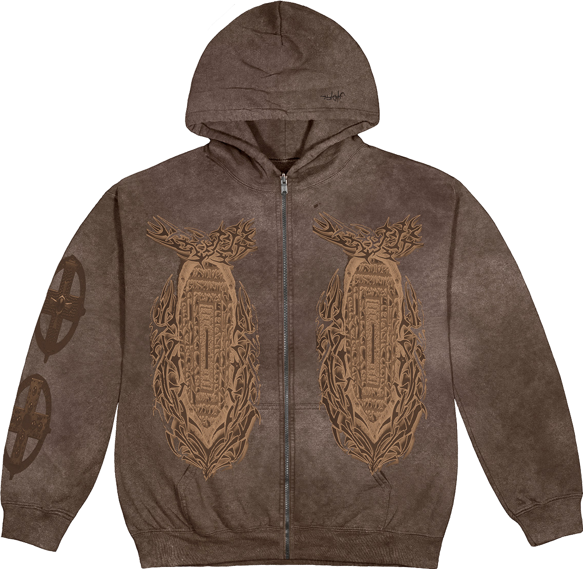 トップス Labyrins Dont Cry Horse Zip Hoodie Brown Travis Scott Utopia God'S Country Zip Hoodie - Brown | Editorialist