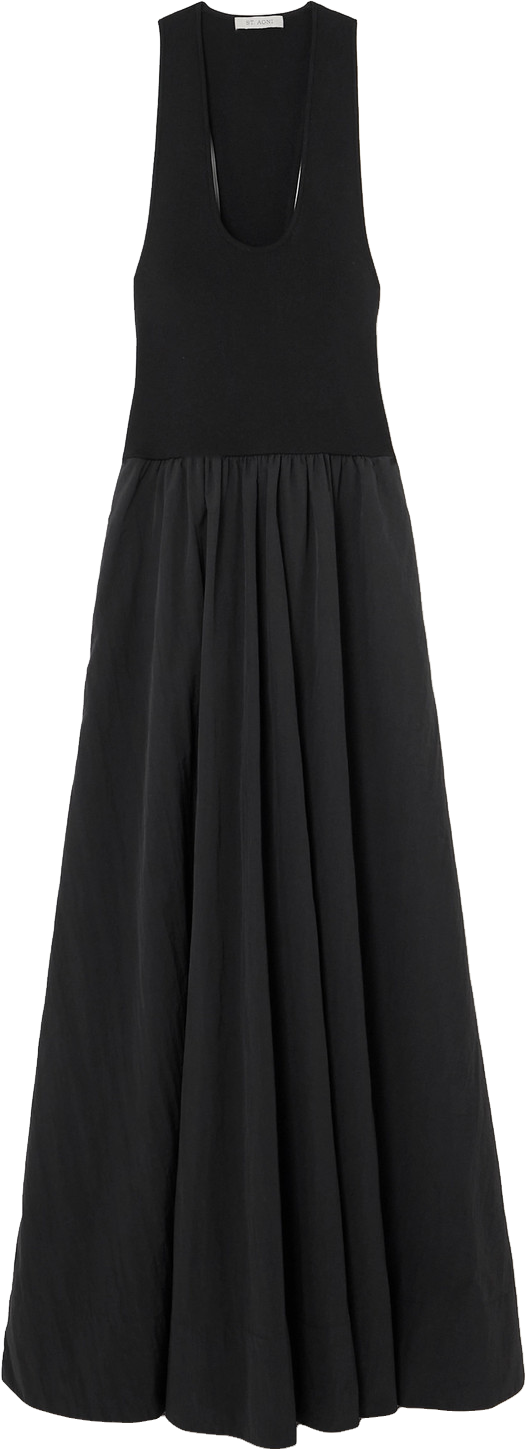 st agni ribbed knit and poplin maxi dress ST. AGNI Ribbed-knit And Poplin Maxi Dress