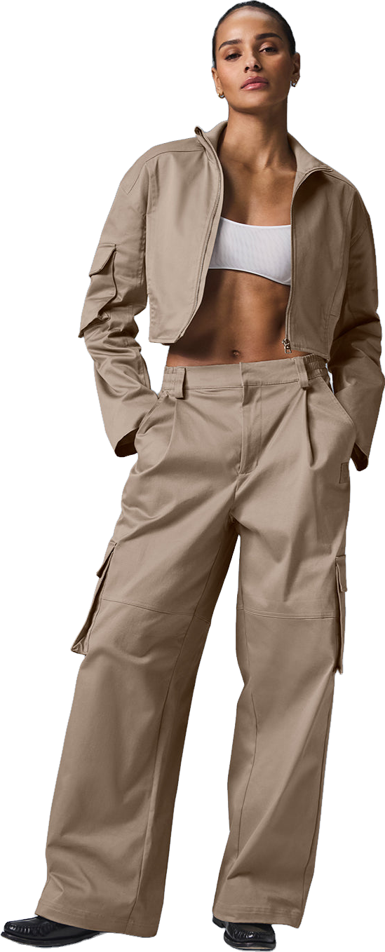 Alo Yoga High-Waist Cargo Trousers - Ivory | Editorialist