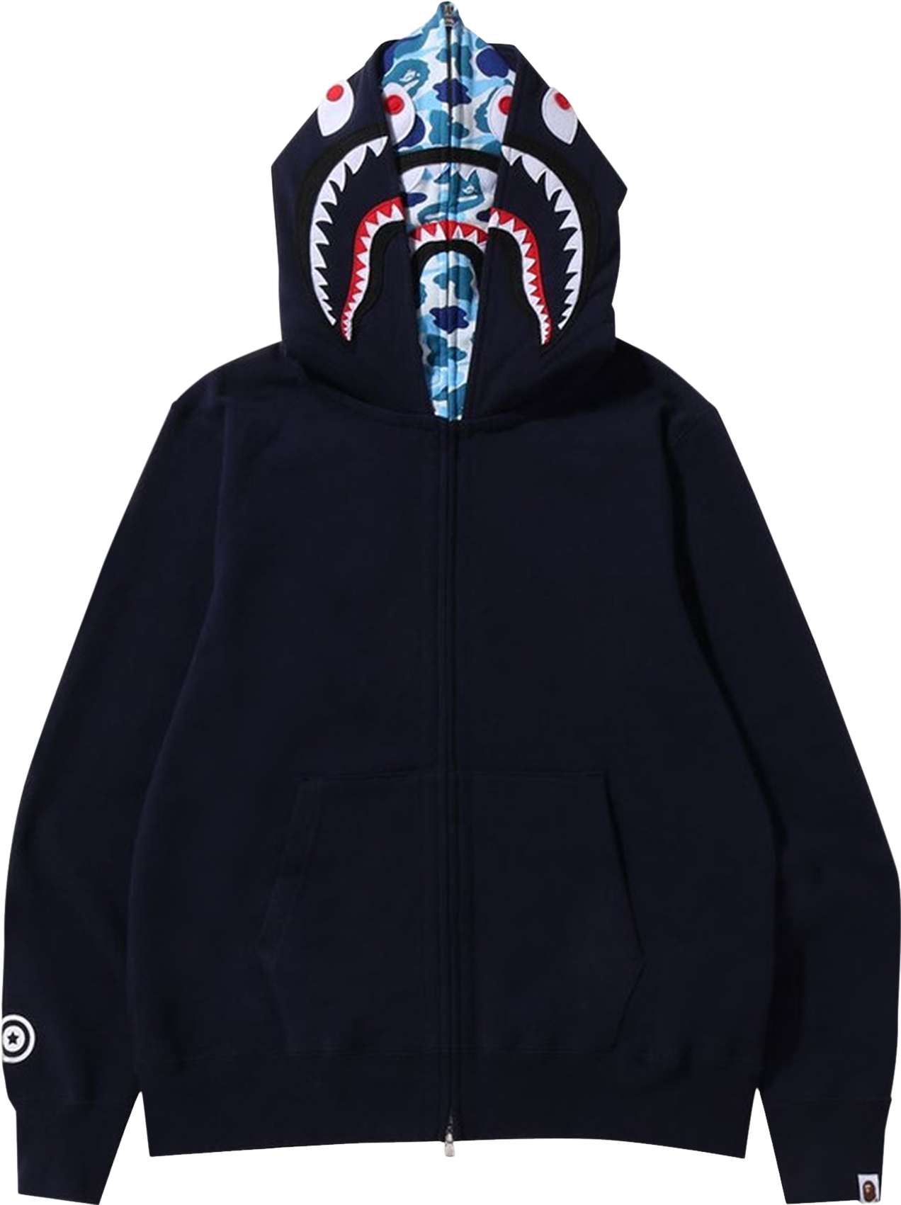 A Bathing Ape Crazy Shark Wide Fit Double Hoodie - Multicolor