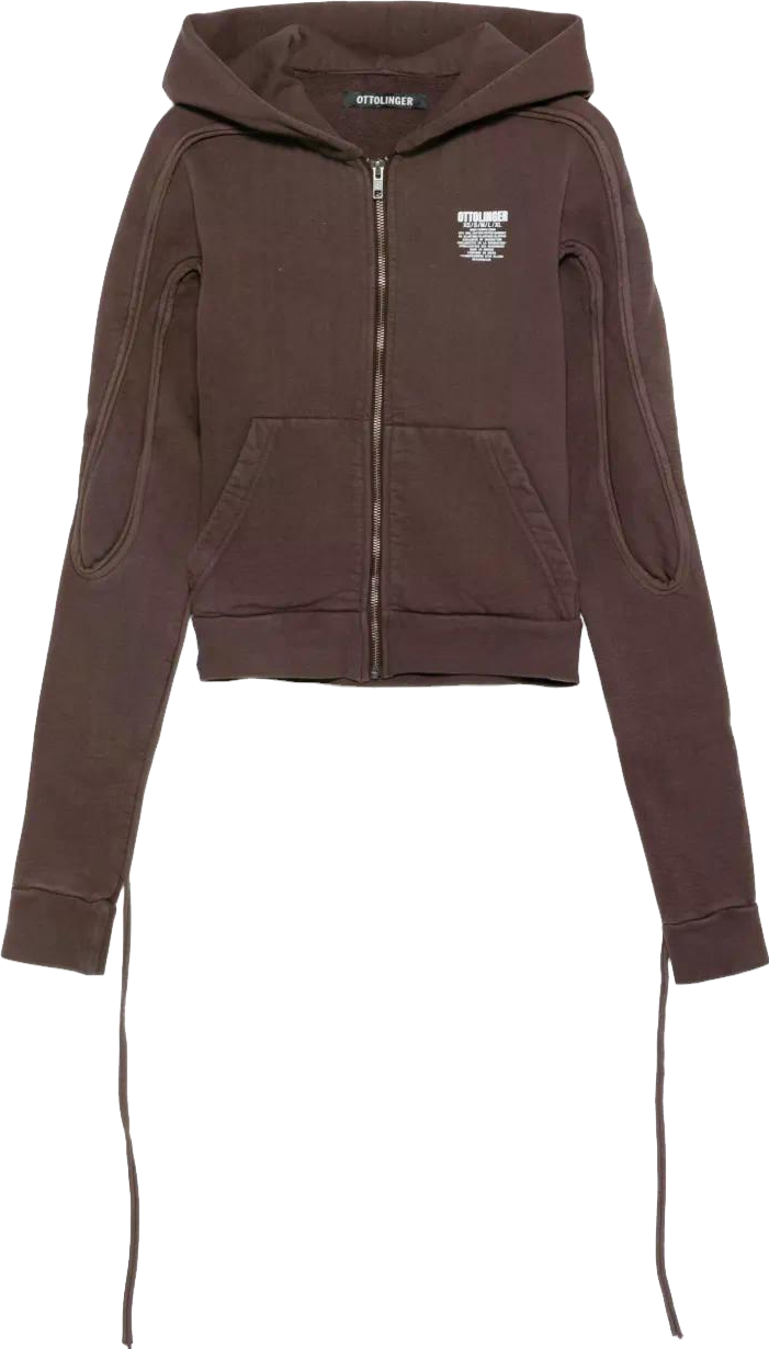 Buy Ottolinger Distressed Zip-up Hoodie - Grey At 34% Off