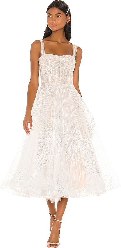 Bronx and Banco Mademoiselle Bridal Midi Dress in White - Size M