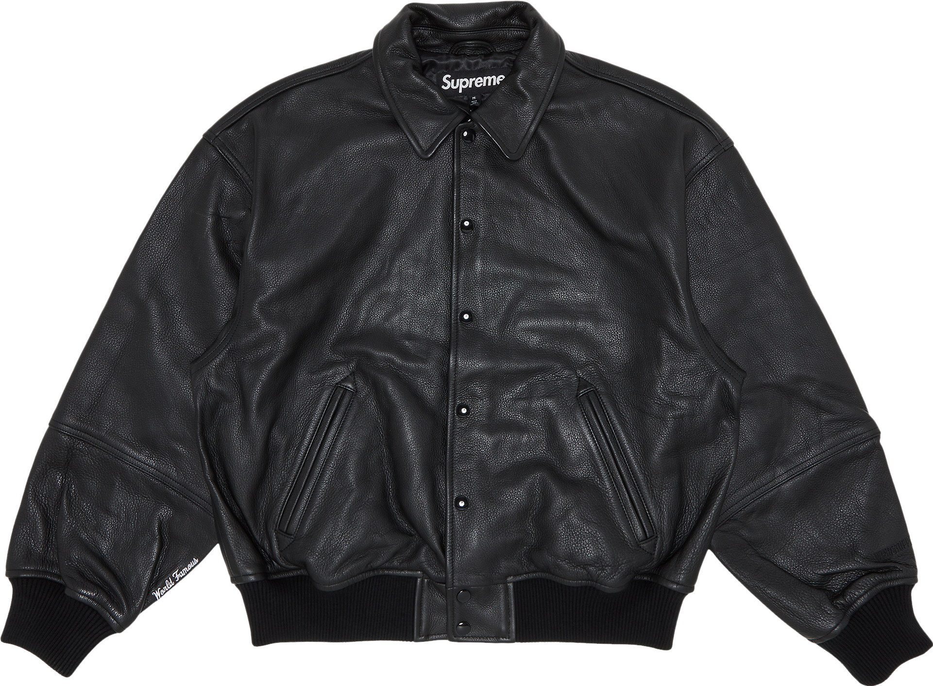 Supreme GORE-TEX INFINIUM オーバーオール 黒 Mサイズ Supreme Gore-Tex Infinium Windstopper Leather Varsity Jacket