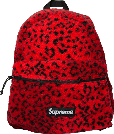Supreme Leopard Fleece Backpack - Red | Editorialist
