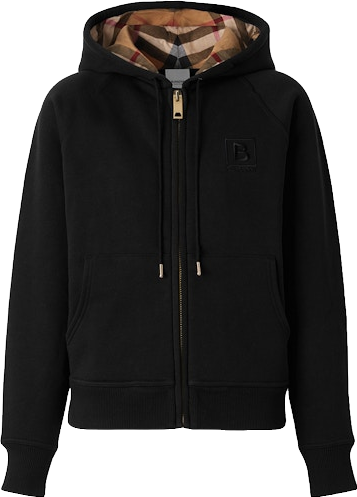 Burberry Letter Graphic Cotton Blend Zip Hoodie - Black | Editorialist