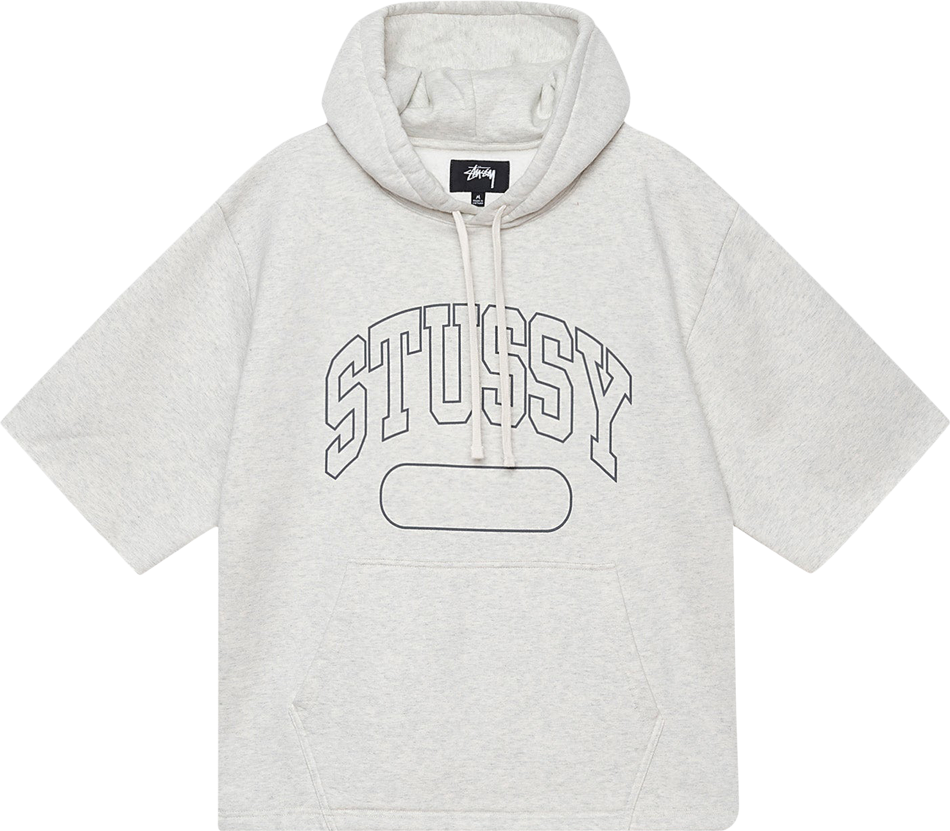 StüSsy Short-Sleeve Boxy Cropped Hoodie - Black | Editorialist