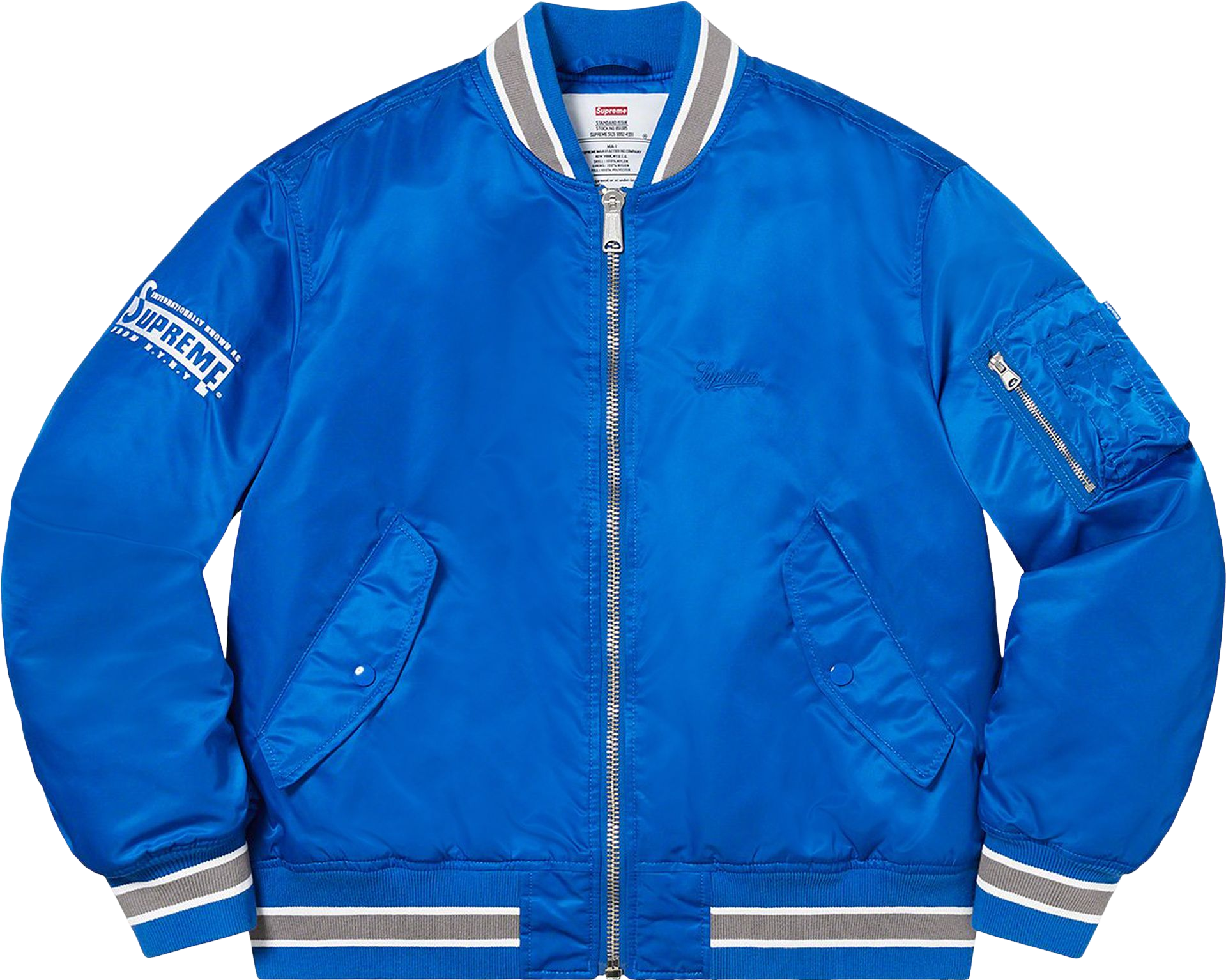 フライトジャケット Supreme Second To None MA-1 Jacket Blue Supreme Second To None Ma-1 Jacket - Blue | Editorialist
