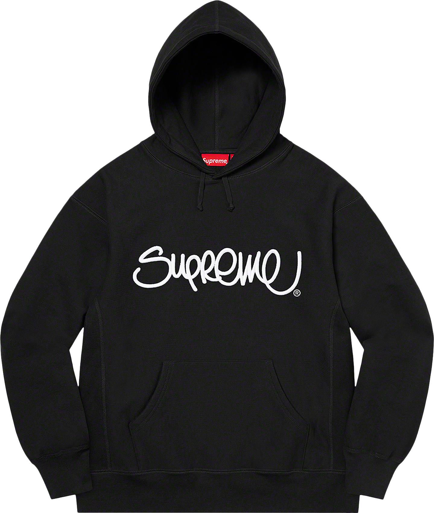 Supreme Raised Handstyle Hooded Sweatshirt - Black | Editorialist