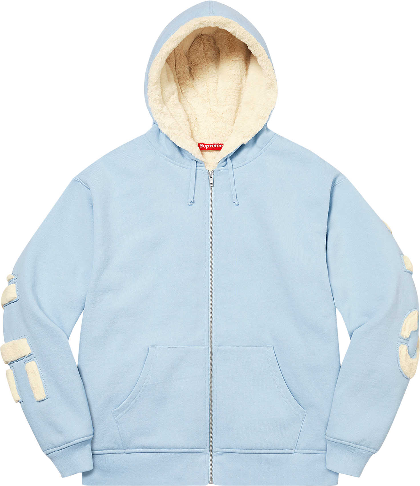 Supreme Faux Fur Lined Zip Up Hooded Sweatshirt - Blue | Editorialist