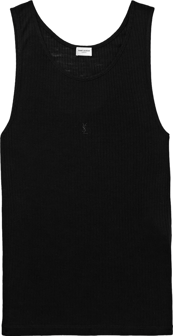 Saint Laurent Cassandre Ribbed Wool Tank Top In Black | Editorialist