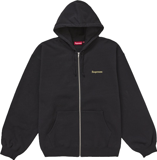 Supreme Crest Zip Up Hooded Sweatshirt - Black | Editorialist