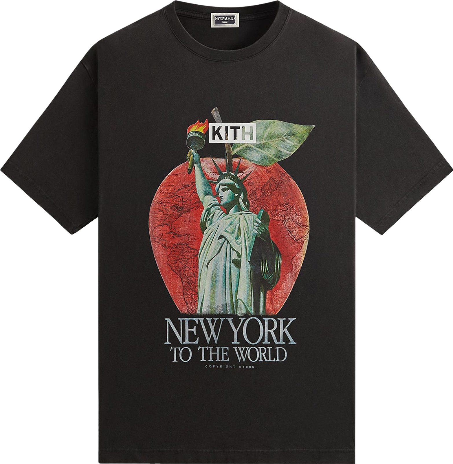 Kith Ny To The World Liberty Apple Vintage Tee - Black | Editorialist