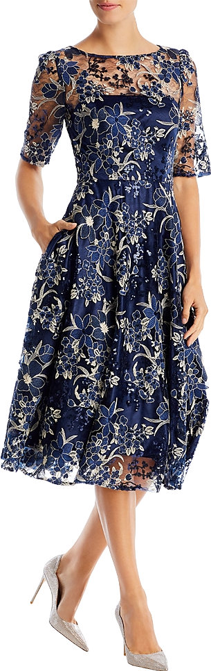 eliza j short sleeve illusion yoke dress Eliza J | Dresses | Eliza J Short Sleeve Illusion Yoke Dress Navy Size 6 Formal Cocktail Evening