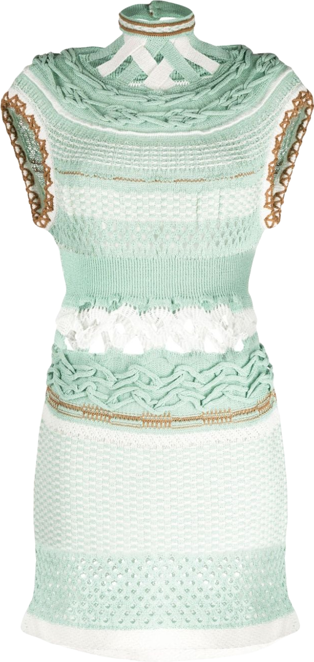 Mame Kurogouchi Basket-Pattern Dress In Green - 65% Off | Editorialist