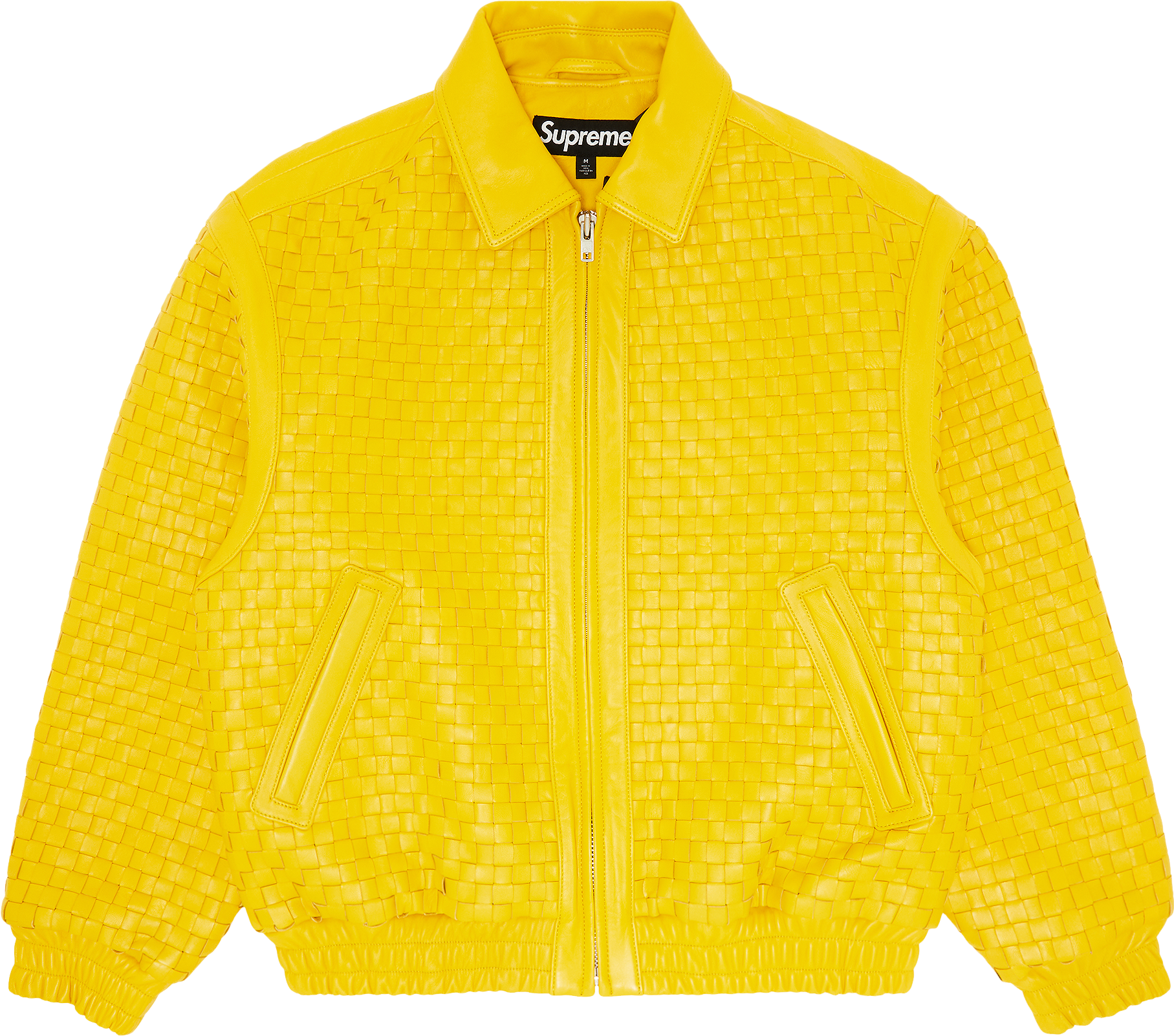 Supreme Woven Leather Varsity Jacket - Yellow | Editorialist