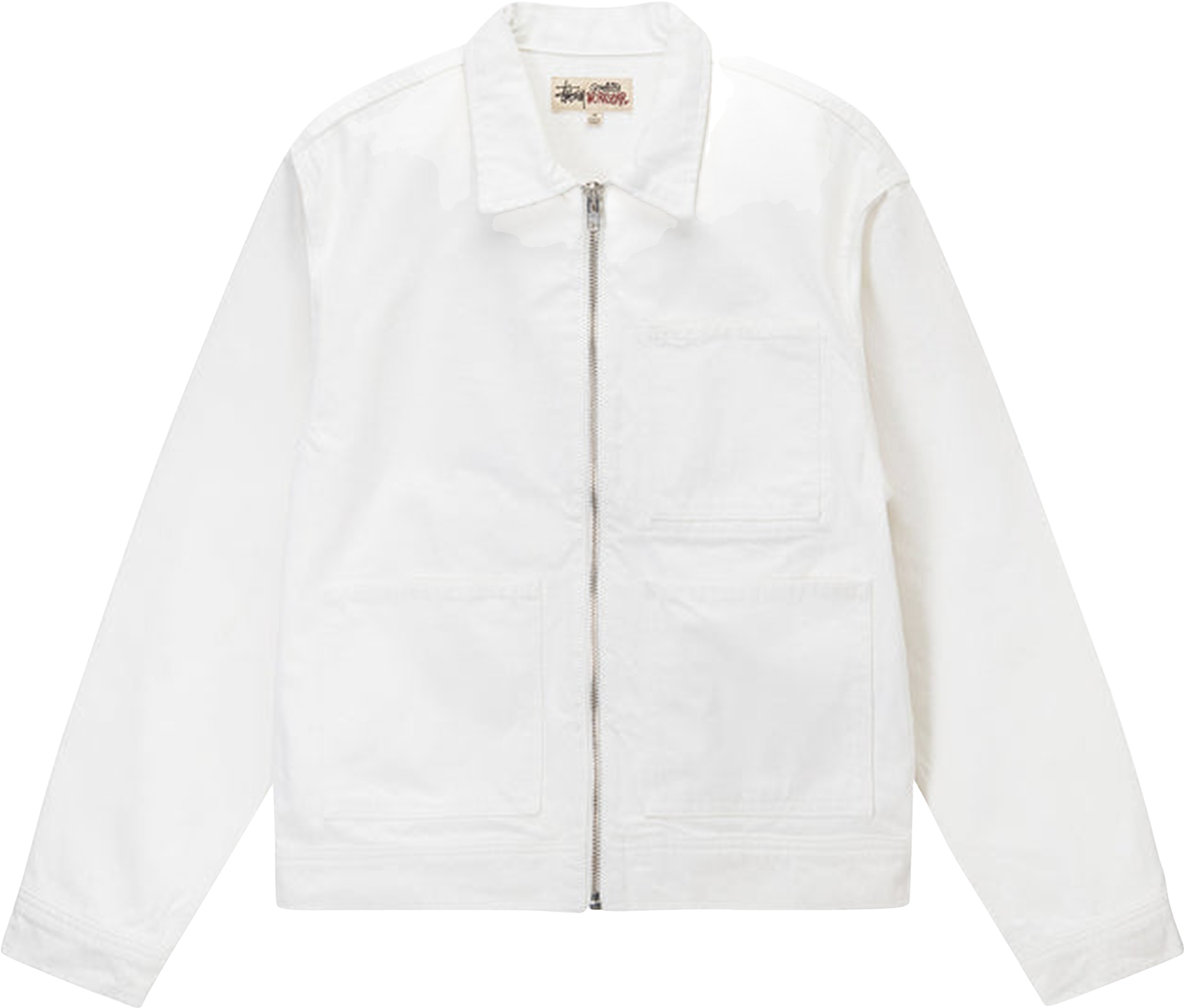 StüSsy Overdyed Zip Work Jacket - White | Editorialist