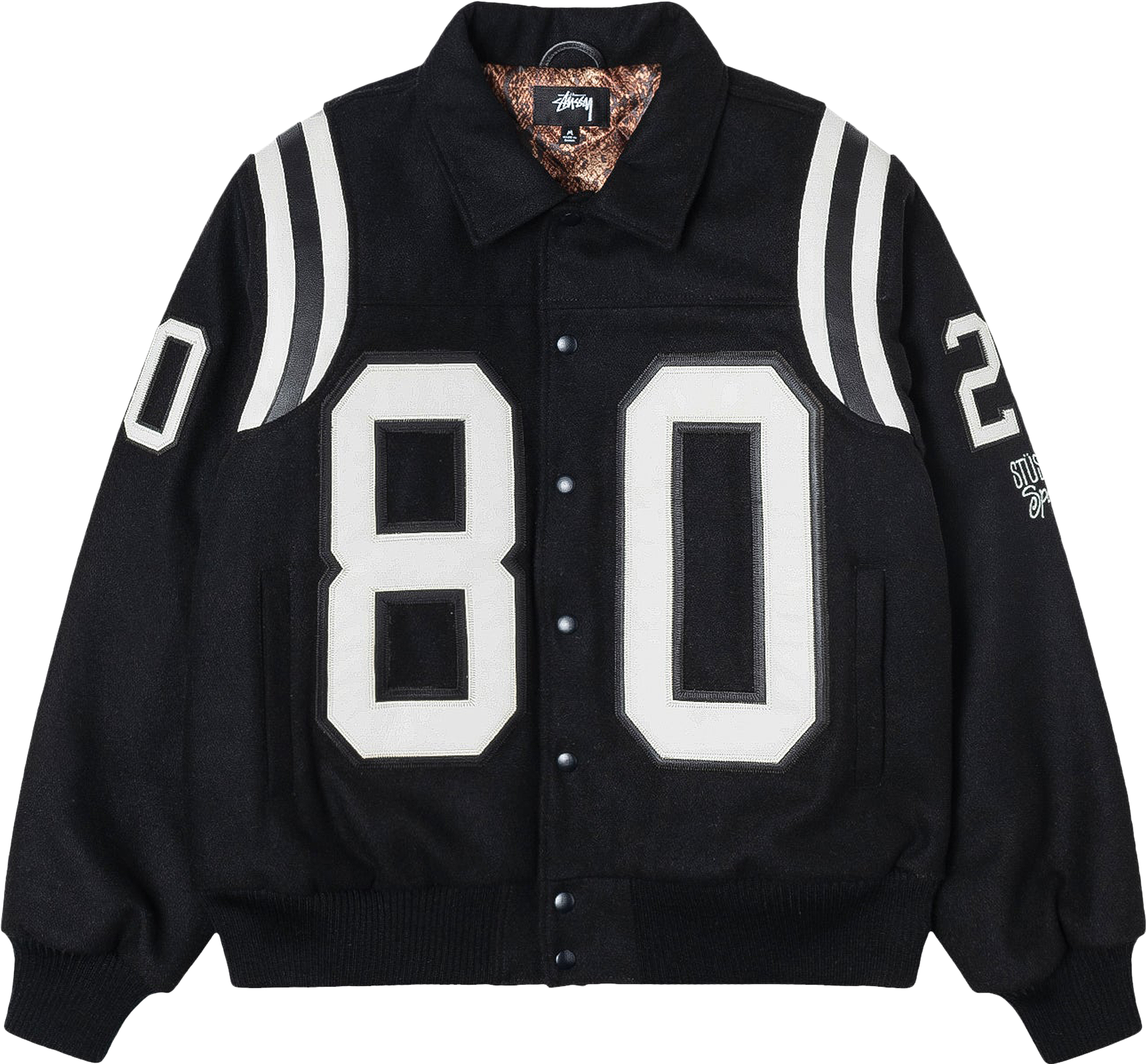 StüSsy Casentino Wool Varsity Jacket - Green | Editorialist