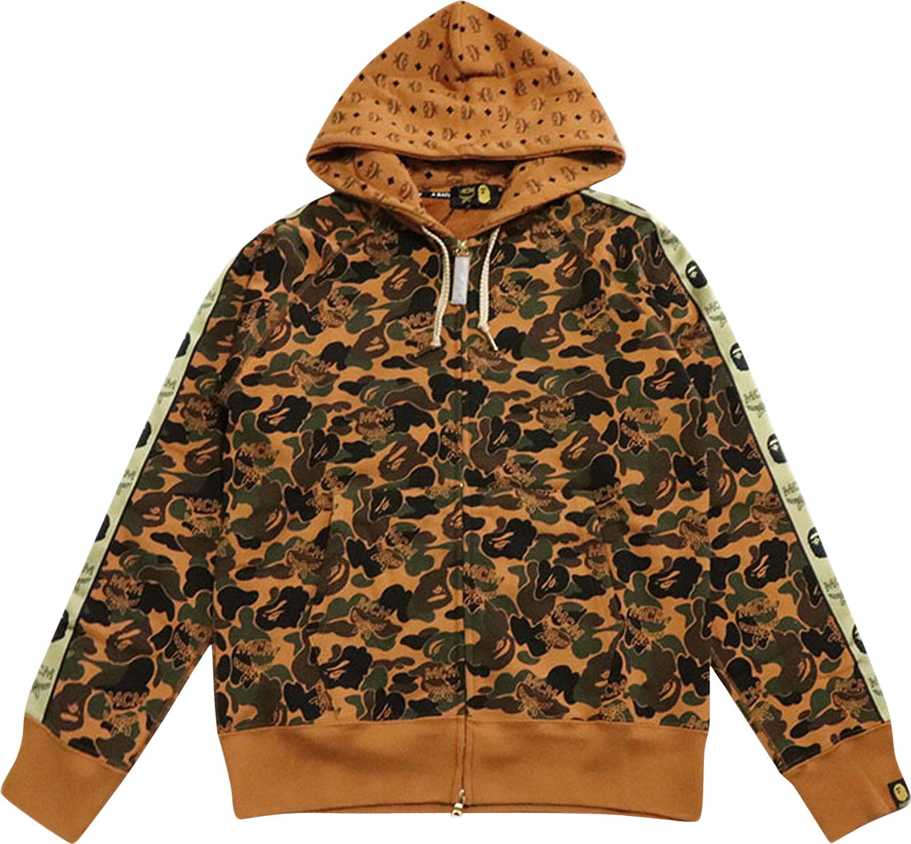 A Bathing Ape X Mcm Camo Zip Hoodie In Brown | Editorialist