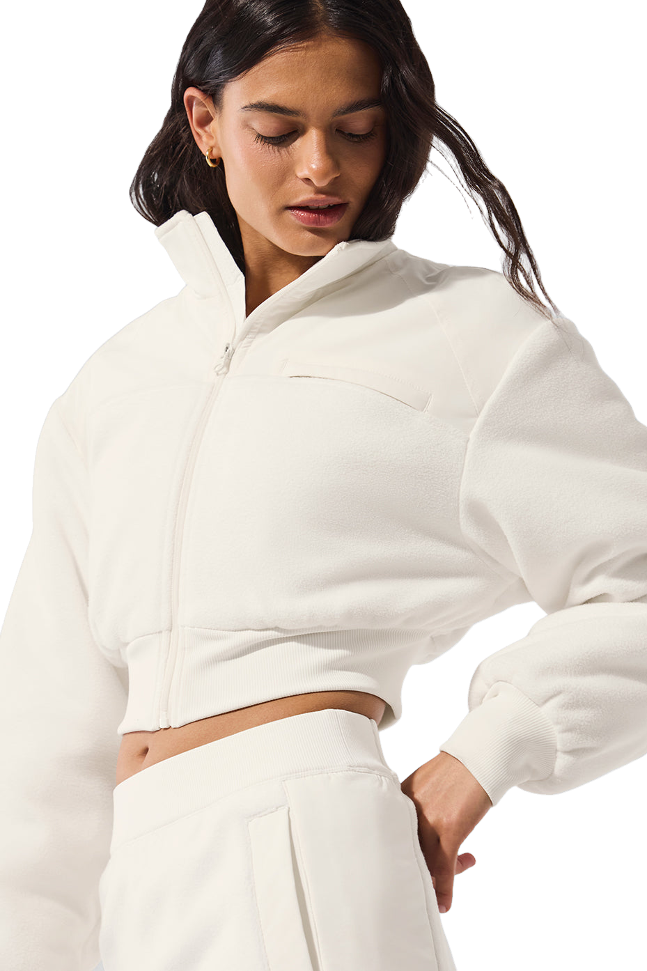 Alo Yoga Wintry Mix Cropped Jacket In Blue - 40% Off | Editorialist