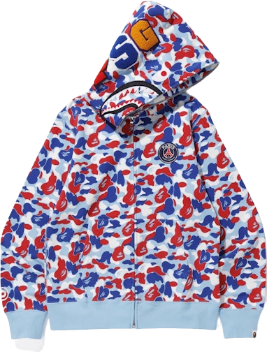 A Bathing Ape X Psg Shark Full Zip Hoodie - Blue | Editorialist