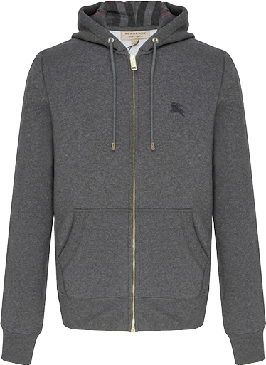 Burberry Clarendon Check Hood Zip Up Hoodie - Gray | Editorialist