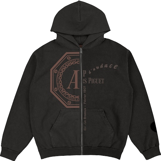 Travis Scott Cj X Audemars Piguet Split Logo Zip Up Hoodie - Black