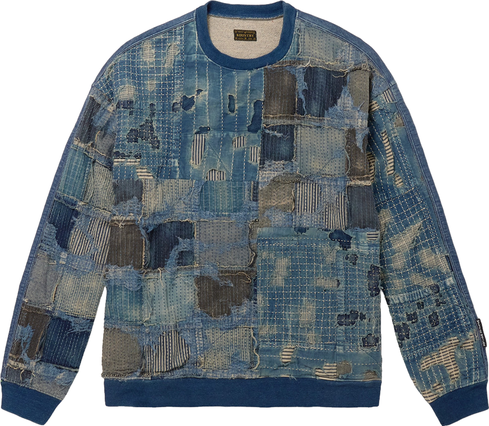 KAPITAL KOUNTRY パッチワーク スウェット サイズ3 BORO Kapital Boro Distressed Patchwork Sweatshirt - Blue | Editorialist
