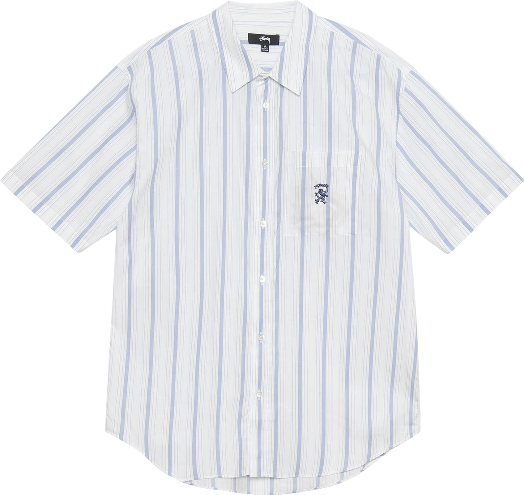StüSsy Boxy Striped Shirt - Blue | Editorialist