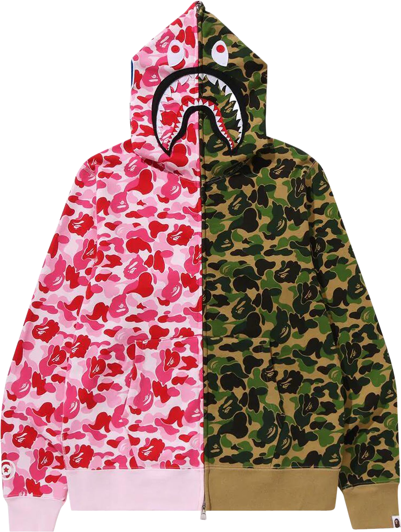 A Bathing Ape Abc Camo Crazy Shark Full Zip Hoodie - Pink