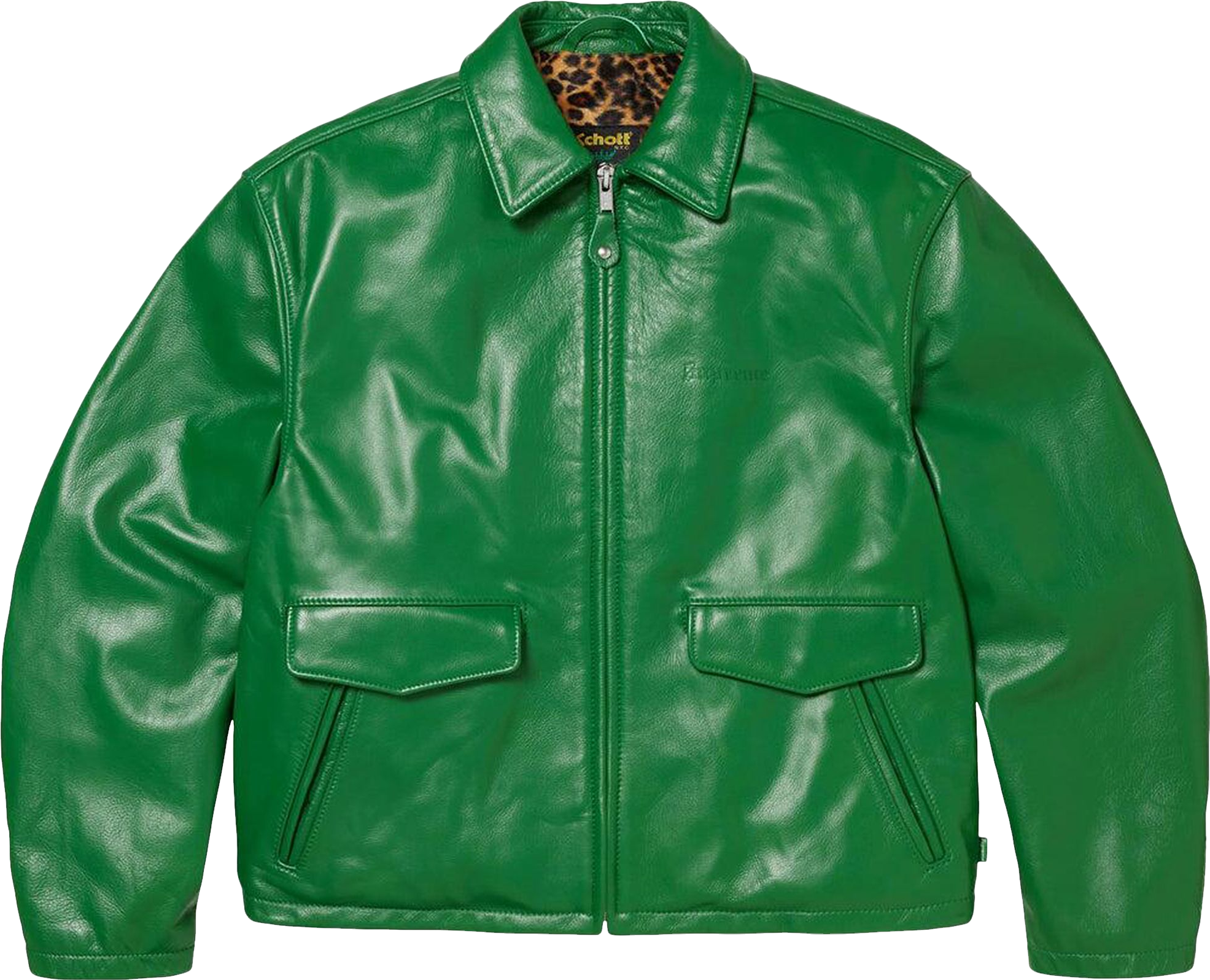 Supreme X Schott Leather Racer Jacket - Green | Editorialist