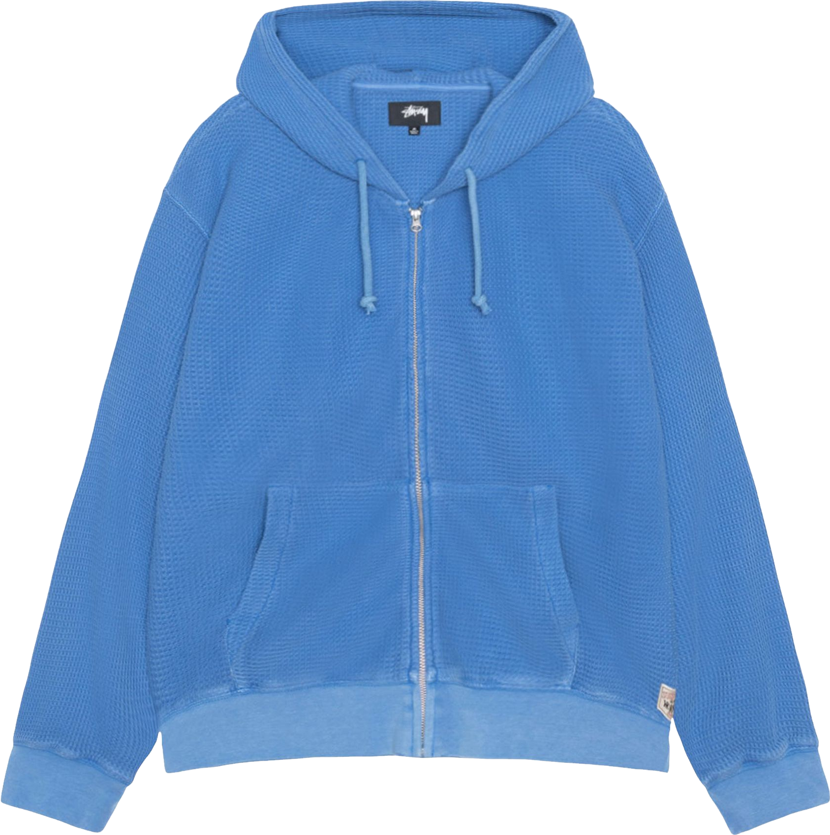 StüSsy Double Layer Waffle Zip Hoodie - Blue | Editorialist
