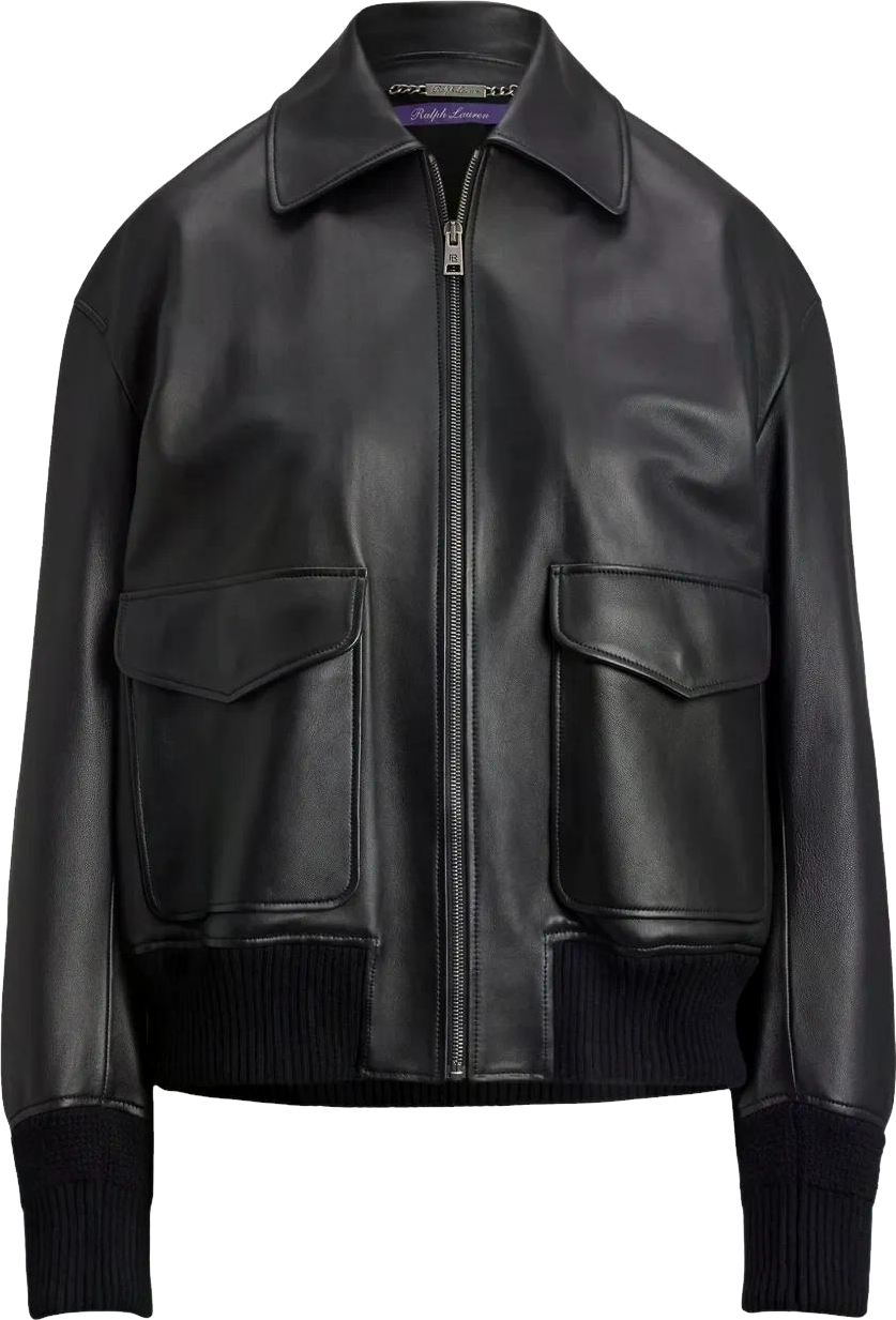 Buy Ralph Lauren Leather Zip-front Bomber Jacket - Black At 64