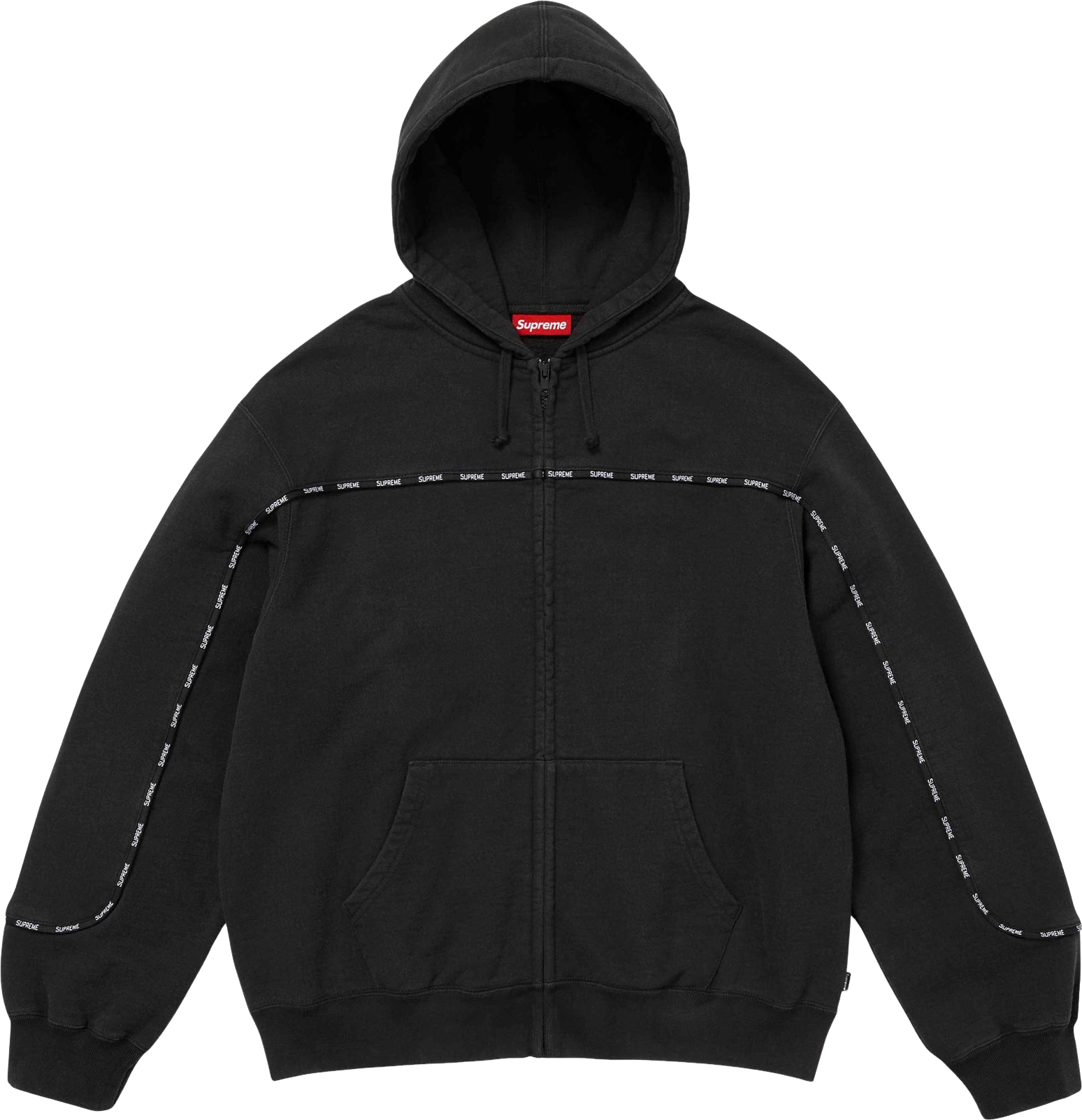 Supreme Piping Zip Up Hooded Sweatshirt - Black | Editorialist