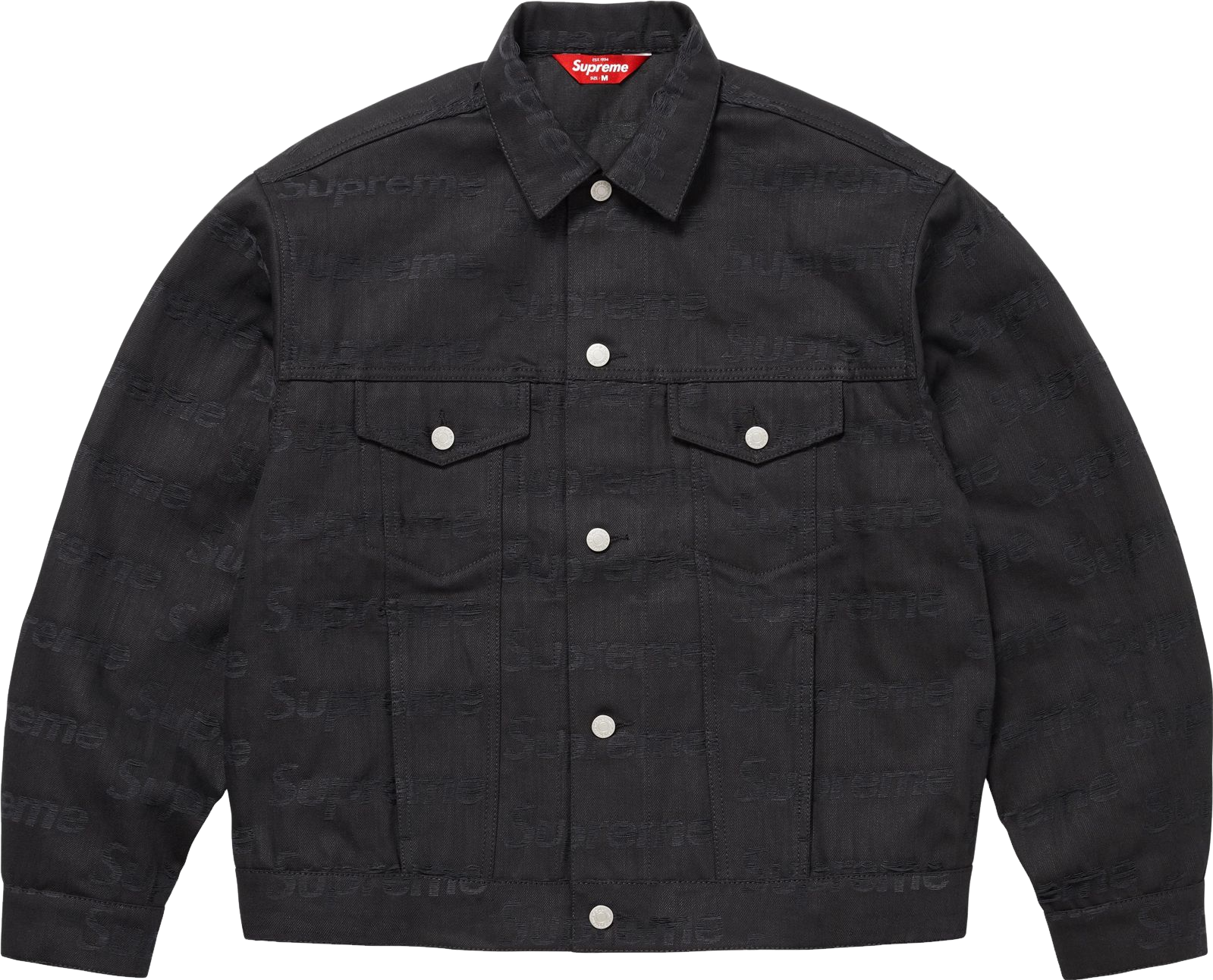 Supreme Logo Denim Trucker Jacket - Blue | Editorialist
