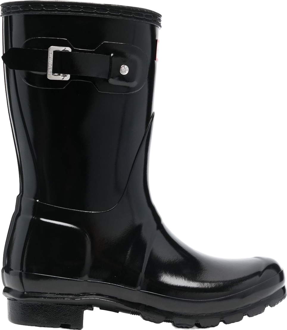 Hunter Black Matte Short Rain Boots with Logo Patch Women Hunter Refined Slim Fit Matte Black Short Rain Boots  main image 2