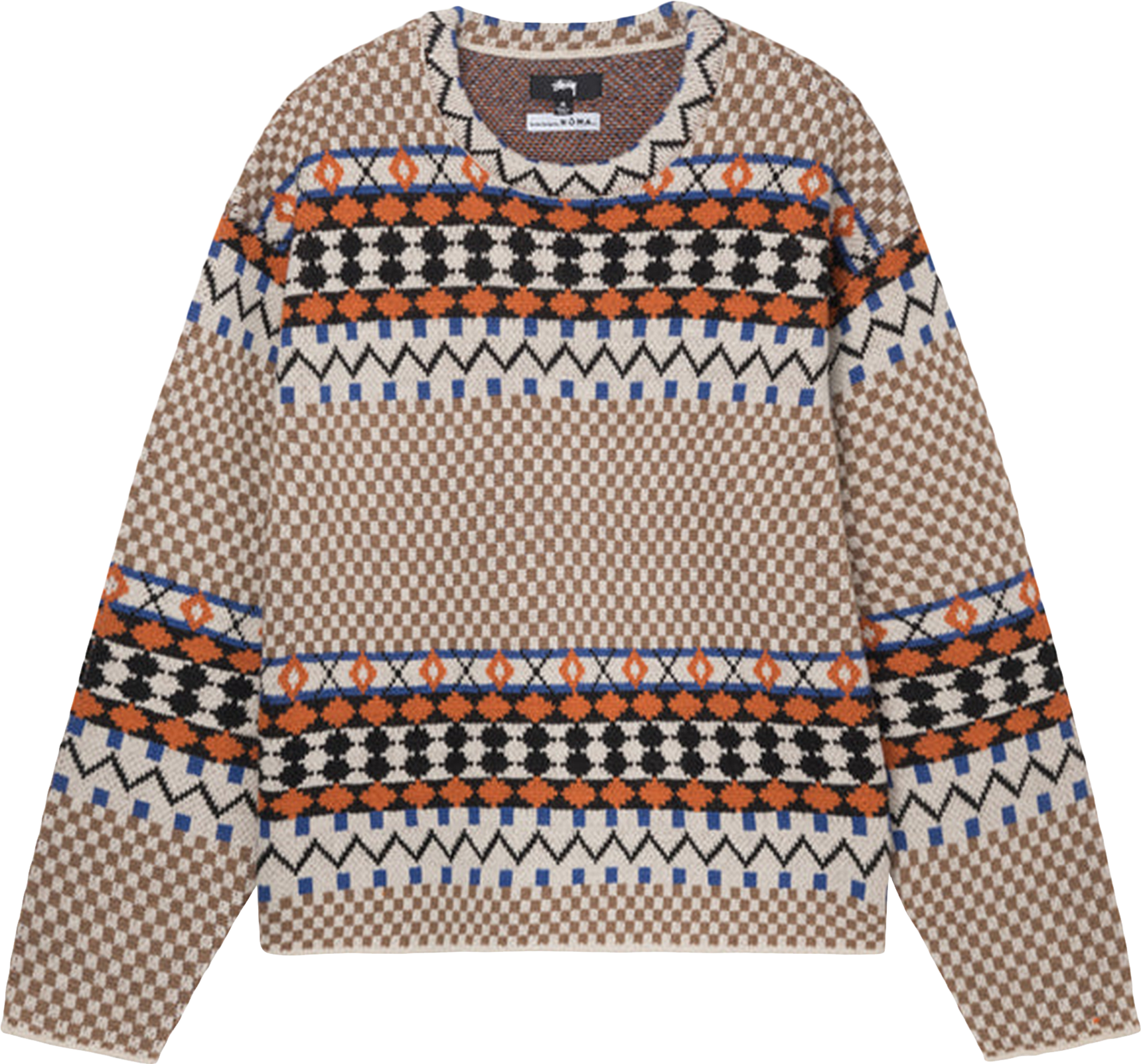 StüSsy Colorblocked Raglan Knit Crewneck - Red | Editorialist