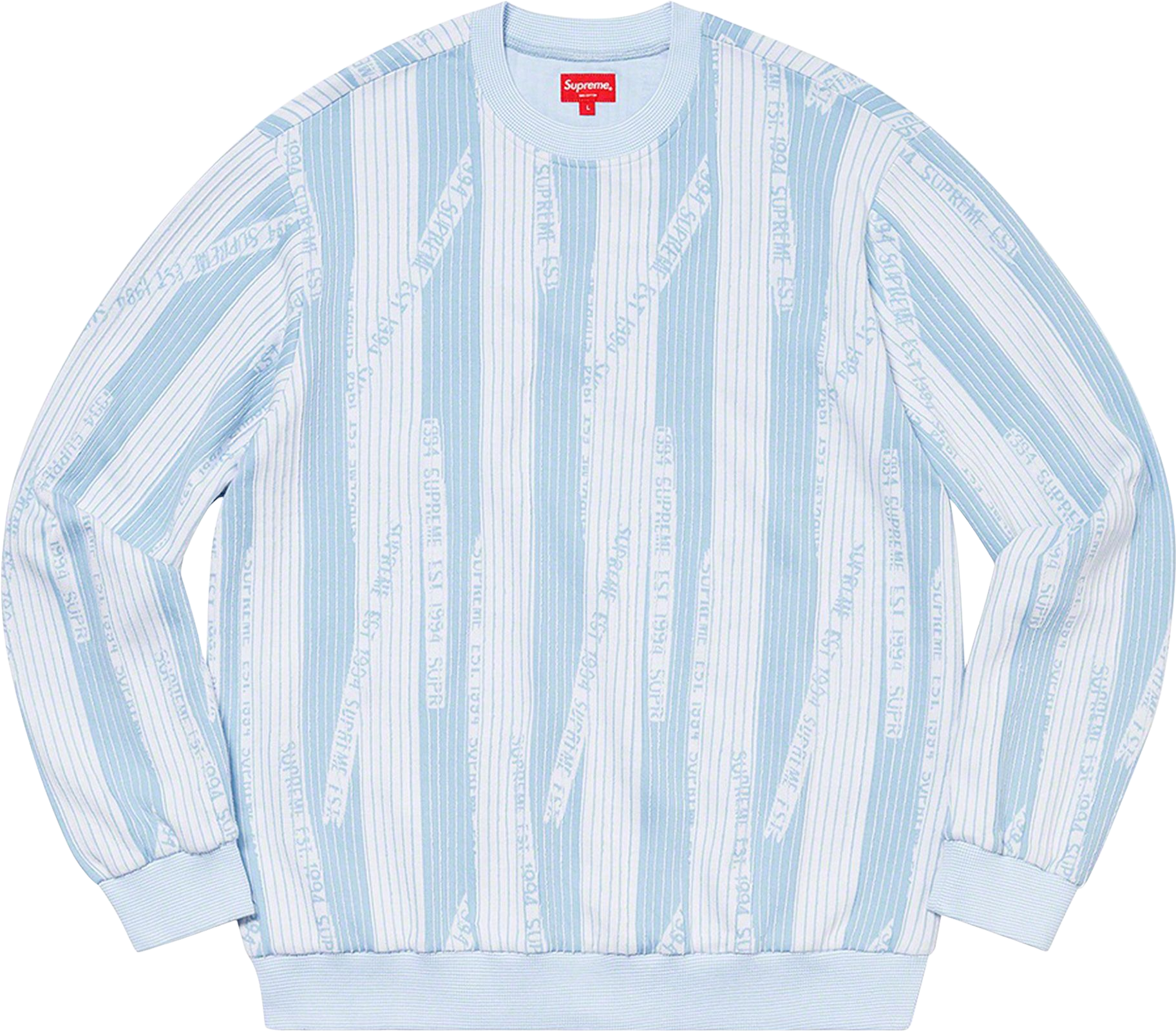 Supreme Textured Stripe Crewneck - Blue | Editorialist Supreme Textured Stripe Crewneck - Blue | Editorialist