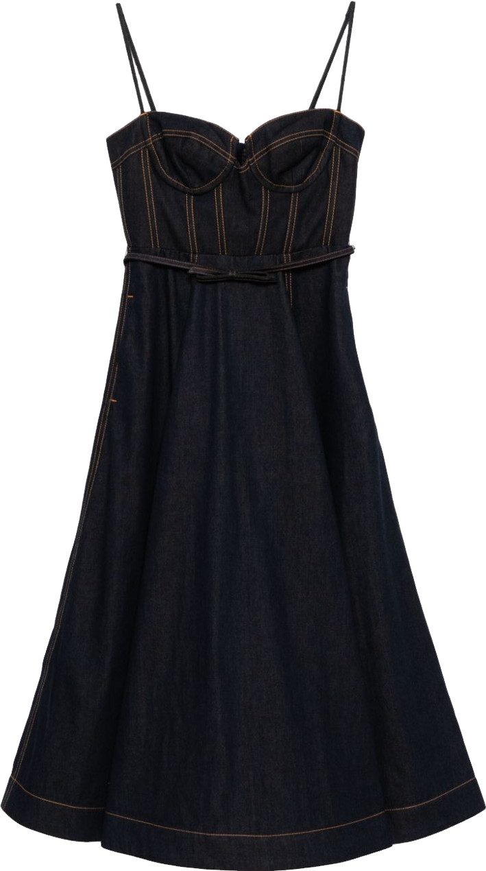 Alexander Mcqueen Corset Denim Midi Dress - Blue | Editorialist