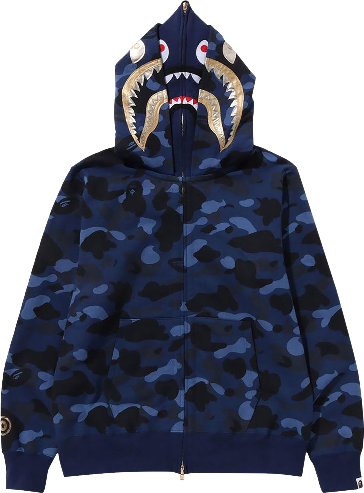 A Bathing Ape Camo Shark Full Zip Hoodie - Navy Blue | Editorialist