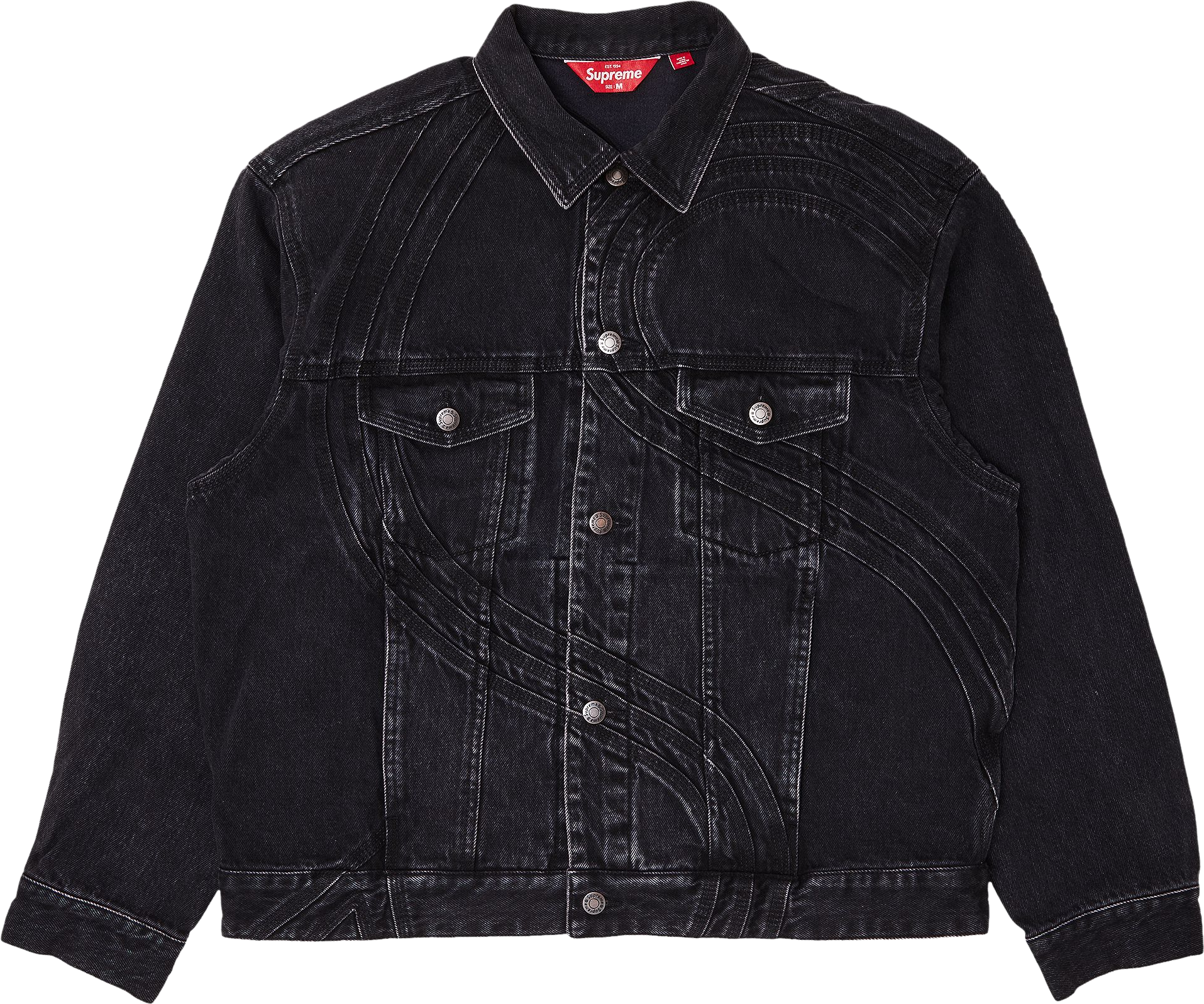 Supreme Logo Denim Trucker Jacket - Washed Black | Editorialist