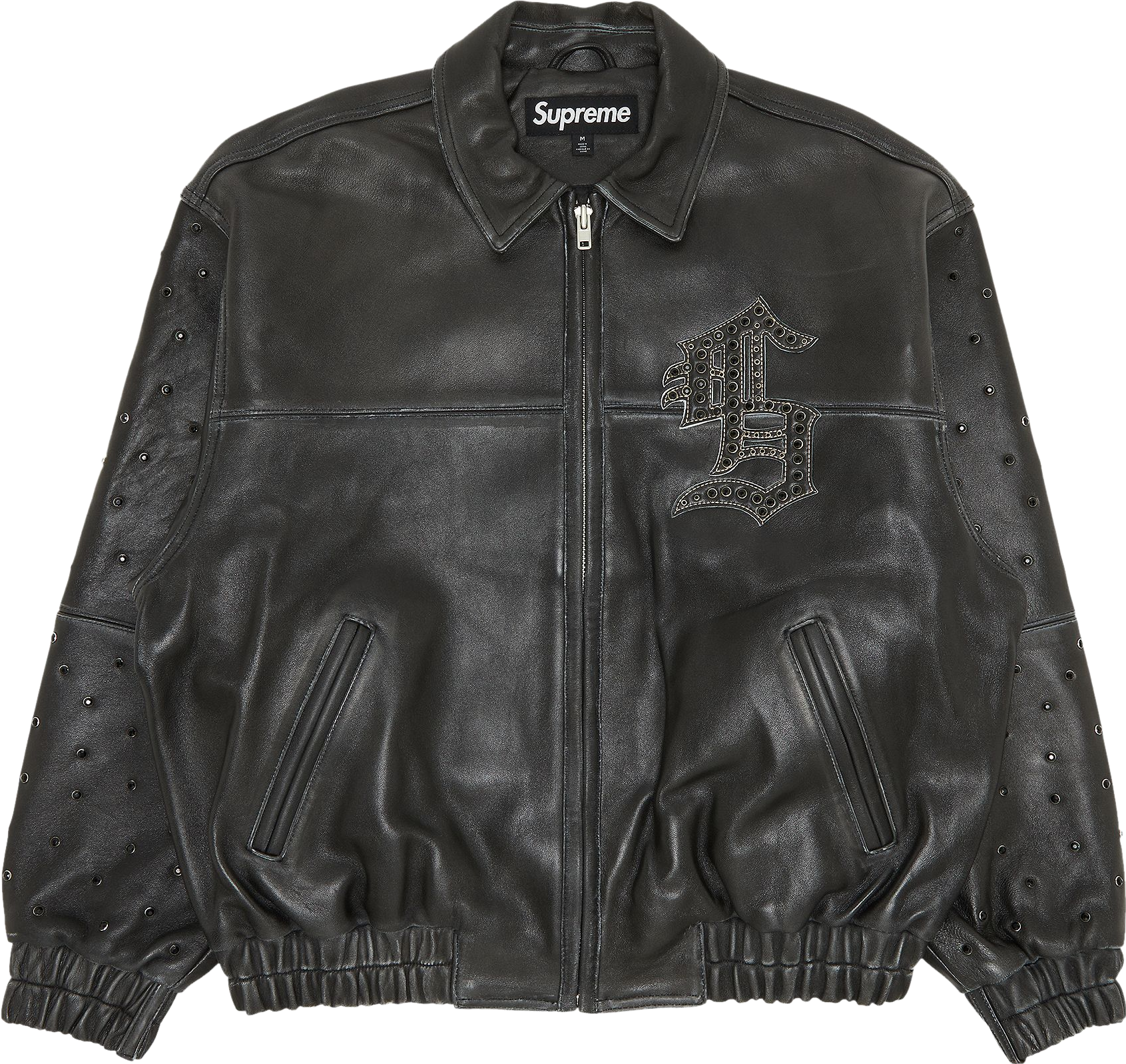 Supreme Gem Studded Leather Jacket - Black | Editorialist